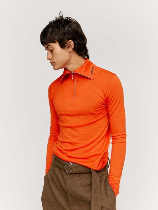  질샌더 폴로 티셔츠 질 샌더 폴리 울 지퍼업 티셔츠 포피