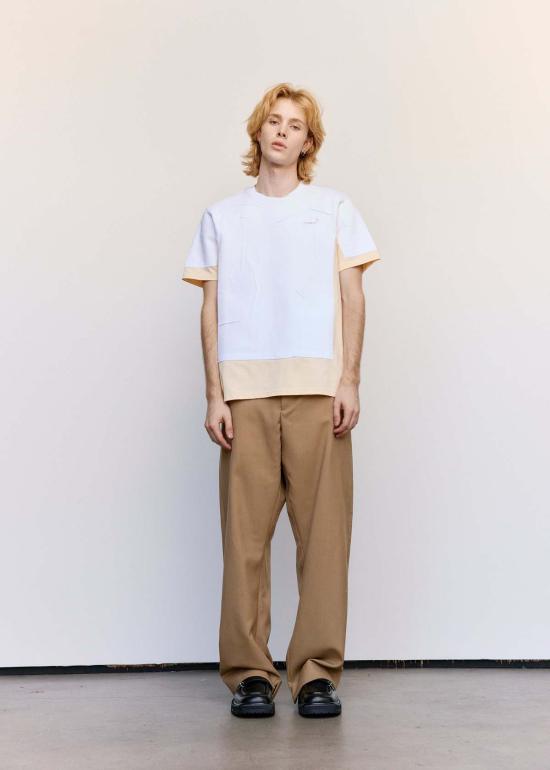  마르니 반팔 티셔츠 트롬프 뢰유 더블 티셔츠 화이트/크림 - MARNI