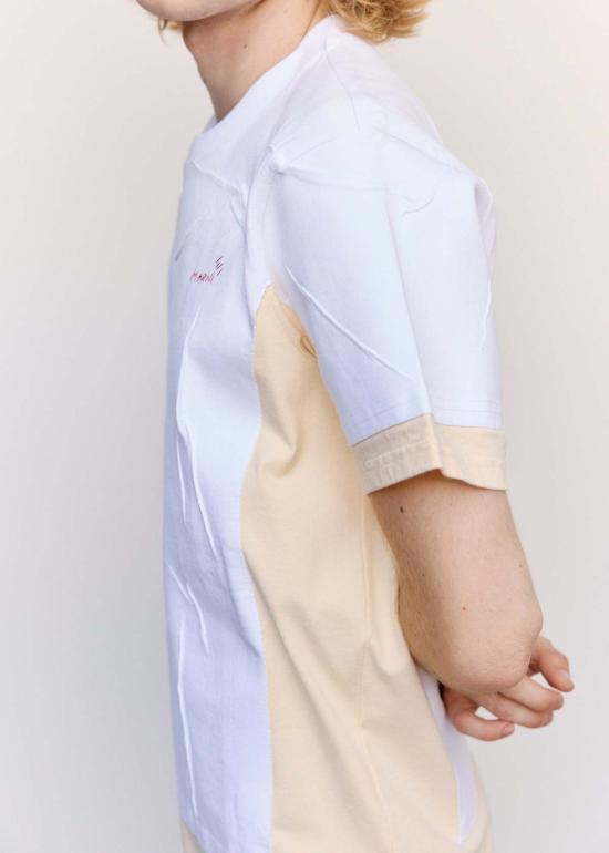  마르니 반팔 티셔츠 트롬프 뢰유 더블 티셔츠 화이트/크림 - MARNI