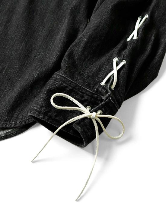  캐피탈 셔츠 Kapital 8oz 블랙 데님 레이스업 웨스턴 셔츠 블랙 - KAPITAL