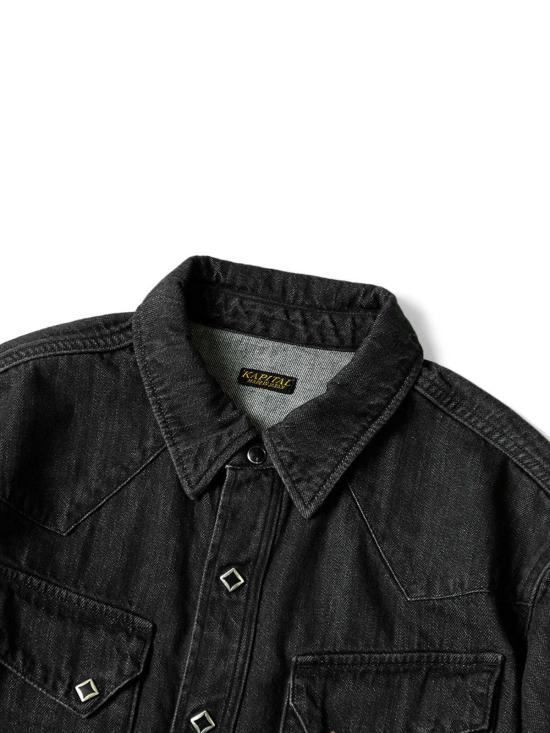  캐피탈 셔츠 Kapital 8oz 블랙 데님 레이스업 웨스턴 셔츠 블랙 - KAPITAL
