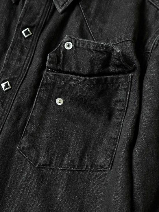  캐피탈 셔츠 Kapital 8oz 블랙 데님 레이스업 웨스턴 셔츠 블랙 - KAPITAL