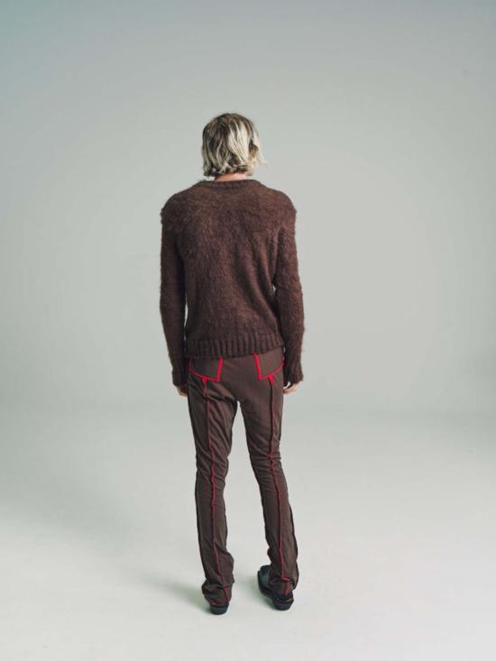  에드워드 커밍 스트레이트 팬츠 더블 저지 피크 어 부 팬츠 브라운/레드 - EDWARD CUMING