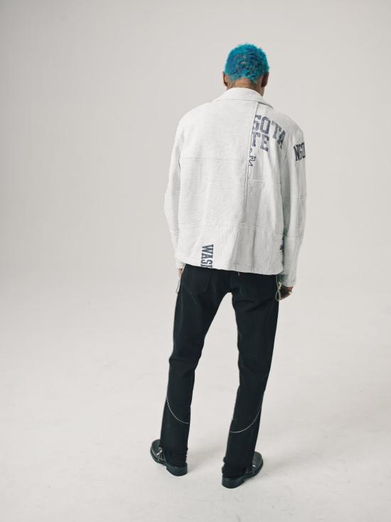  올드 파크 바이커 자켓 올드파크 컬리지 스웨트셔츠 오버사이즈 라이더 재킷 애슬레틱 그레이 - OLD PARK