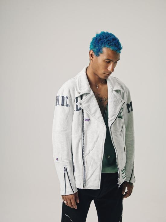  올드 파크 바이커 자켓 올드파크 컬리지 스웨트셔츠 오버사이즈 라이더 재킷 애슬레틱 그레이 - OLD PARK