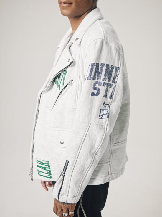  올드 파크 바이커 자켓 올드파크 컬리지 스웨트셔츠 오버사이즈 라이더 재킷 애슬레틱 그레이