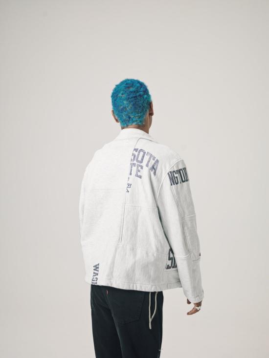  올드 파크 바이커 자켓 올드파크 컬리지 스웨트셔츠 오버사이즈 라이더 재킷 애슬레틱 그레이 - OLD PARK