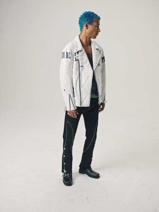  올드 파크 바이커 자켓 올드파크 컬리지 스웨트셔츠 오버사이즈 라이더 재킷 애슬레틱 그레이 - OLD PARK