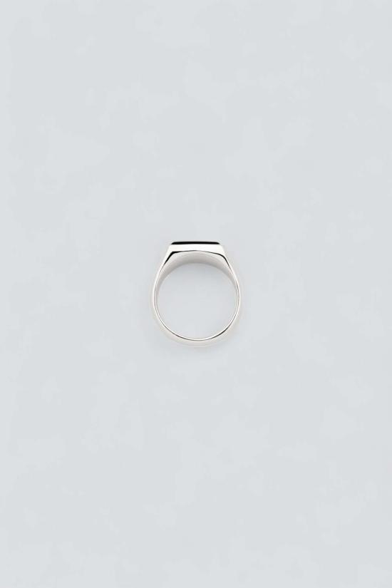  톰우드 반지 실버 W 쿠션 블랙 오닉스 링 화이트 로듐/925 스털링 실버 - TOM WOOD