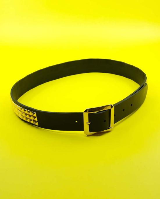  어니스트 더블유 베이커 가죽 벨트 Ernest W. Baker 피라미드 스터드 대형 버클  블랙/골드 - ERNEST W. BAKER