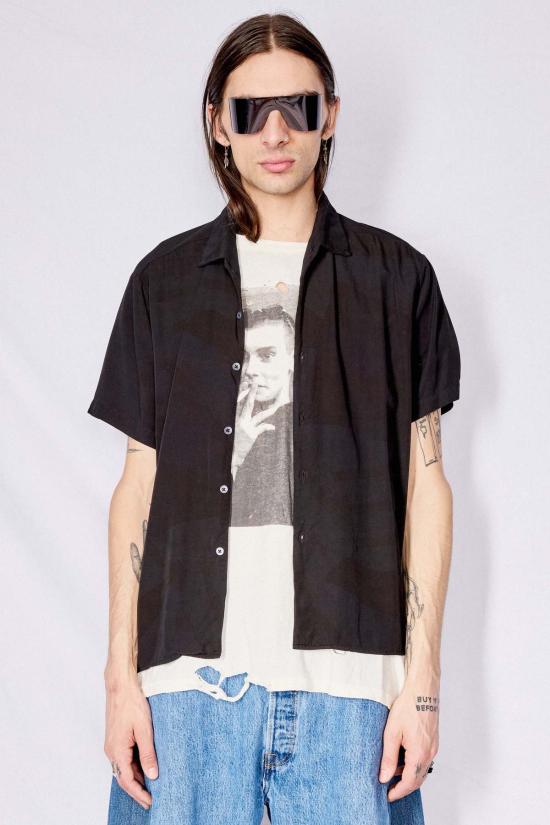  어셈블리 뉴욕 반팔 셔츠 어셈블리 오버다이드 레이온 캠프  블랙