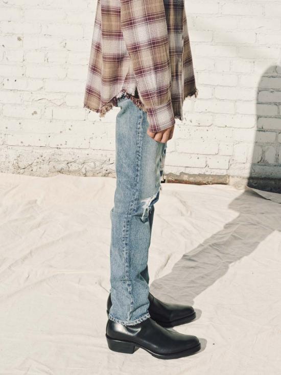  더 레터스 데님 팬츠 레터스 5포켓 그런지 진 인디고 유즈드 워시드 데님 - THE LETTERS