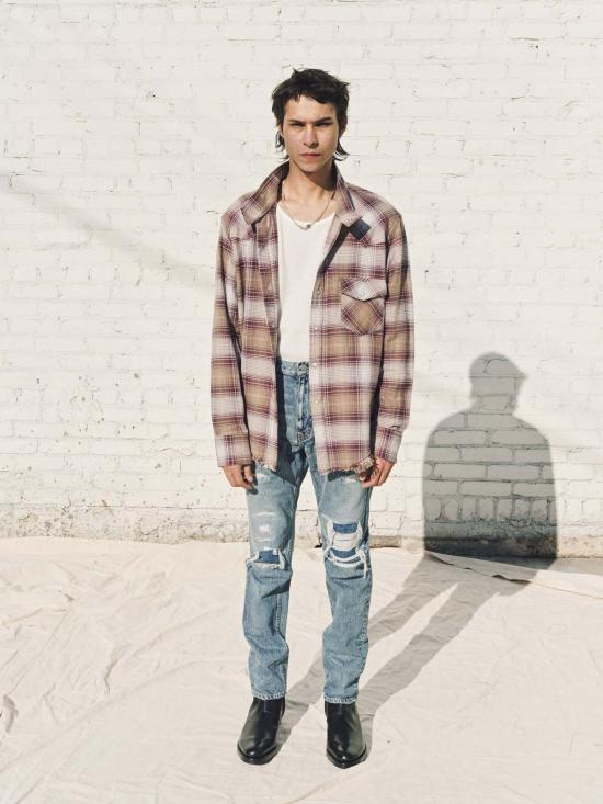  더 레터스 데님 팬츠 레터스 5포켓 그런지 진 인디고 유즈드 워시드 데님 - THE LETTERS