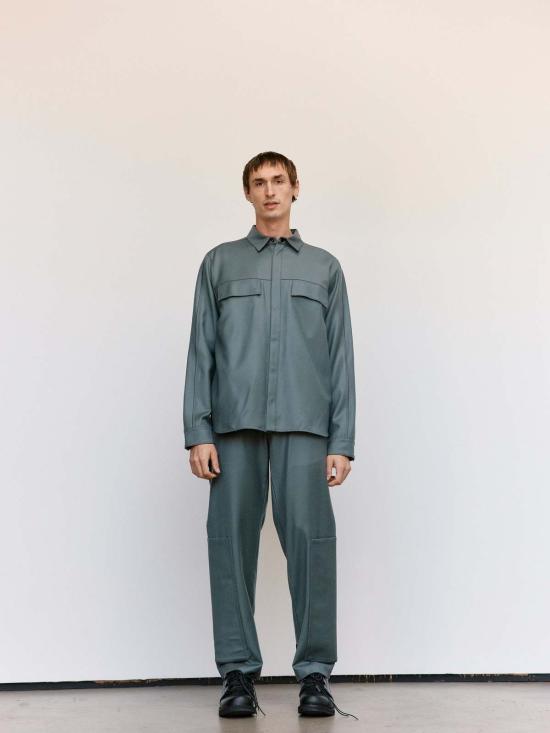  쥐알텐케이 자켓 Gr10 K 플란넬 파이핑 오버셔츠 그레이 - GR10K