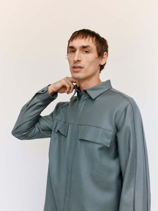  쥐알텐케이 자켓 Gr10 K 플란넬 파이핑 오버셔츠 그레이 - GR10K