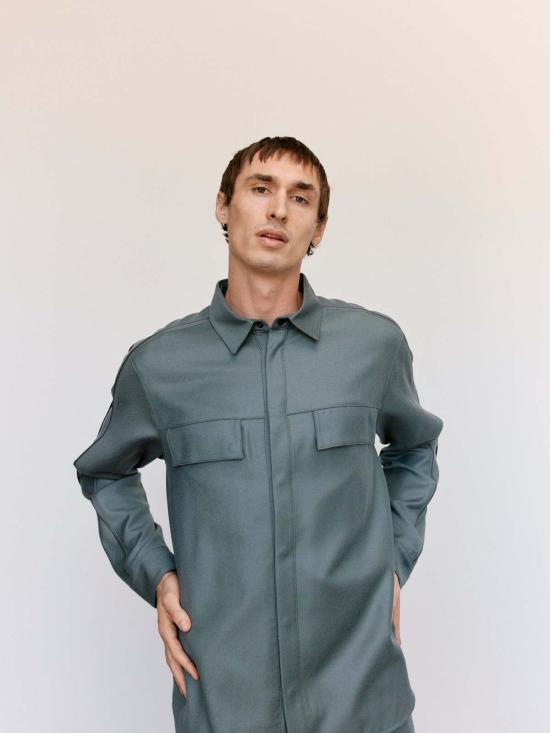  쥐알텐케이 자켓 Gr10 K 플란넬 파이핑 오버셔츠 그레이 - GR10K