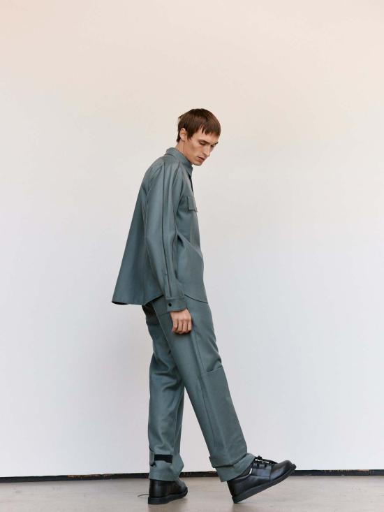  쥐알텐케이 자켓 Gr10 K 플란넬 파이핑 오버셔츠 그레이 - GR10K