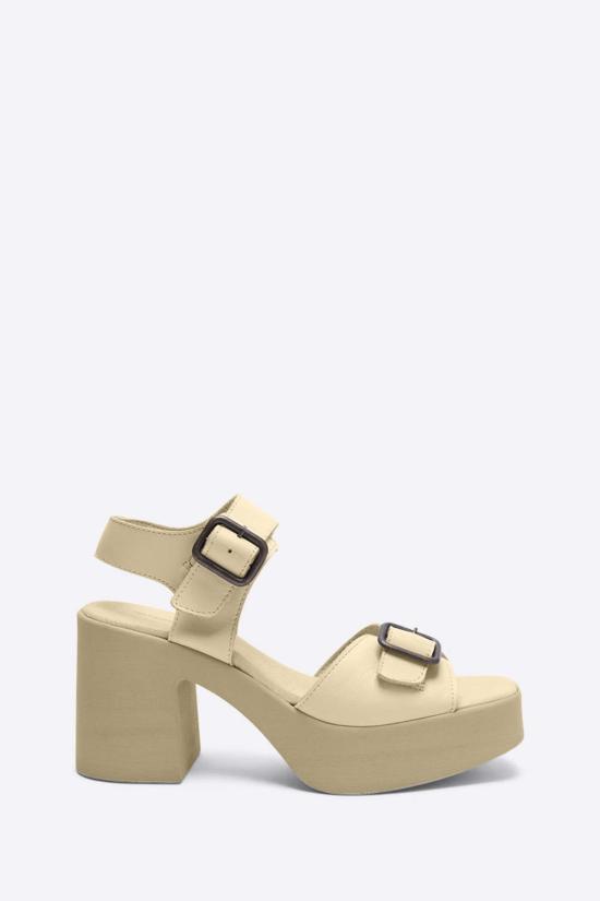  인텐셔널리 블랭크 뮬/슬리퍼 "의도적으로." Margo Natural Sole Platform Heel Clouds - INTENTIONALLY BLANK