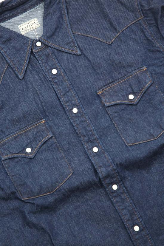  캐피탈 긴팔 셔츠 Kapital 8oz 데님 허스키 웨스턴  인디고 - KAPITAL