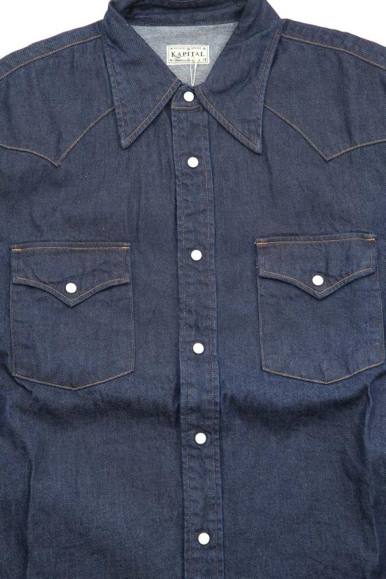  캐피탈 긴팔 셔츠 Kapital 8oz 데님 허스키 웨스턴  인디고 - KAPITAL