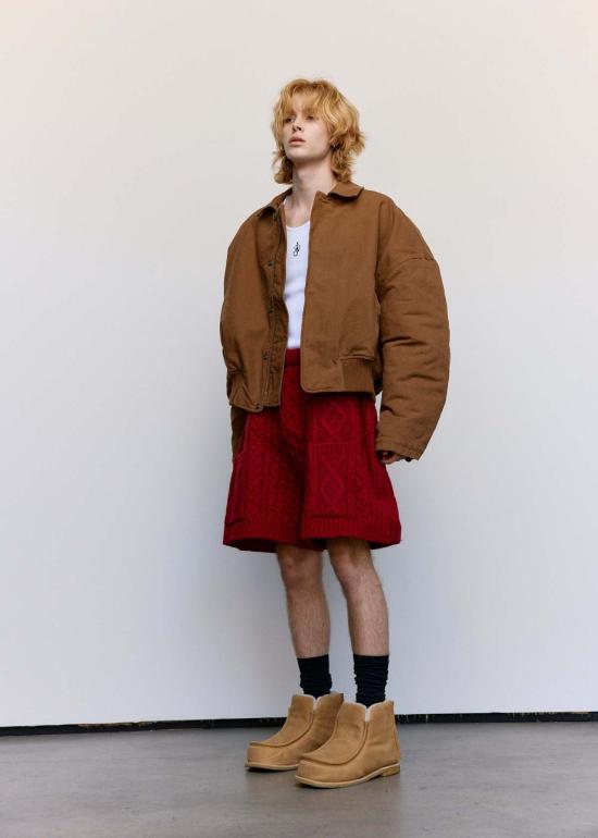  JW앤더슨 민소매 티셔츠 Jw Anderson 울 케이블 니트 반바지 레드 - JW ANDERSON