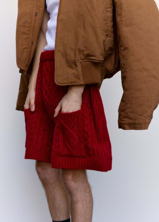  JW앤더슨 민소매 티셔츠 Jw Anderson 울 케이블 니트 반바지 레드 - JW ANDERSON
