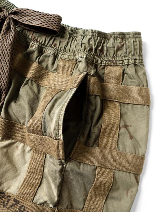  캐피탈 숏팬츠 Kapital Cotton Weather Cloth Prisnor Craft Tattersall 리메이크 반바지 카키 - KAPITAL