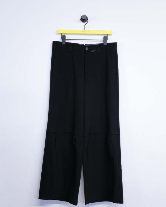  마르니 스트레이트 팬츠 와이드 레그 울 팬츠 블랙