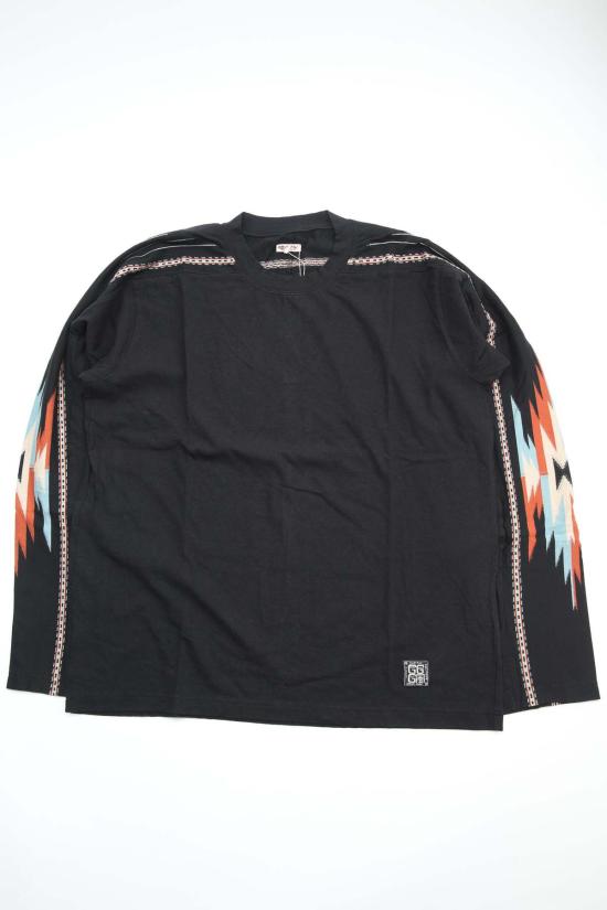  캐피탈 긴팔 티셔츠 카피탈 오르테가 저지 풋볼 L/S 티셔츠 블랙