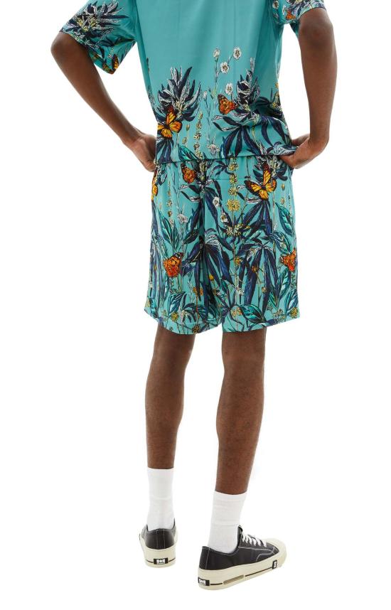  나미아스 숏팬츠 보태니컬 실크 숏 제이드 그린/멀티컬러 - NAHMIAS