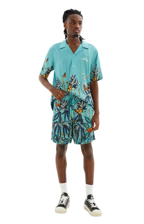  나미아스 숏팬츠 보태니컬 실크 숏 제이드 그린/멀티컬러 - NAHMIAS