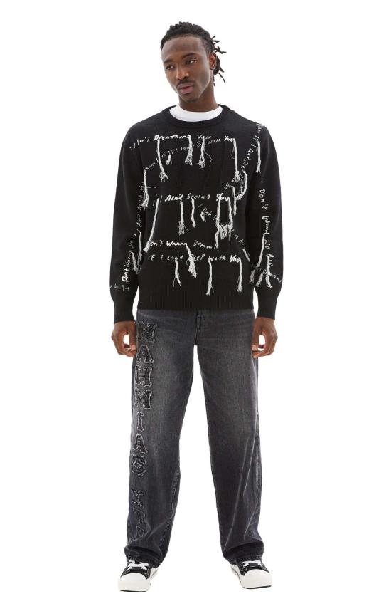  나미아스 스웨터 니트 리릭 크루넥 블랙