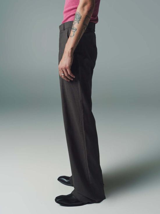  마틴로즈 스트레이트 팬츠 마틴 로즈 하운드투스 테일러드 익스텐디드 와이드 레그 팬츠 브라운 - MARTINE ROSE