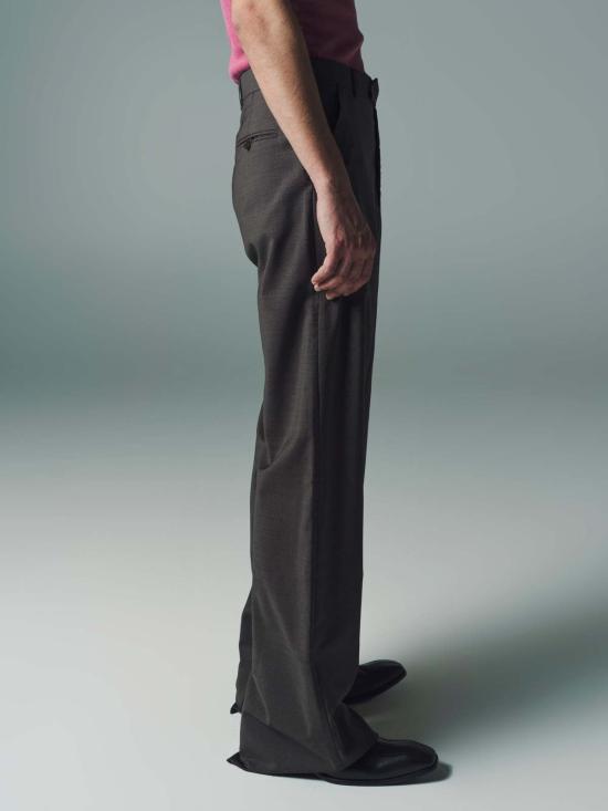  마틴로즈 스트레이트 팬츠 마틴 로즈 하운드투스 테일러드 익스텐디드 와이드 레그 팬츠 브라운 - MARTINE ROSE