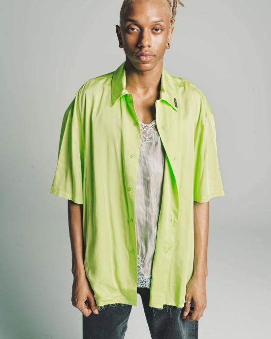  마틴로즈 반팔 셔츠 마틴 로즈 캐미솔  아이리디슨트 라임 - MARTINE ROSE