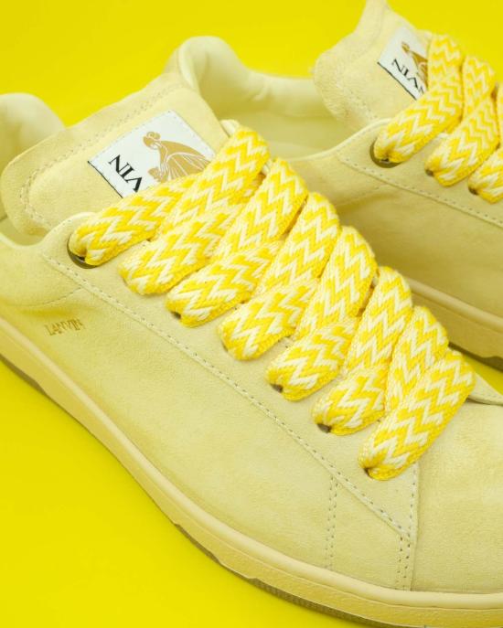  랑방 부츠 송아지 가죽 스웨이드 커브 라이트  카모마일 - LANVIN