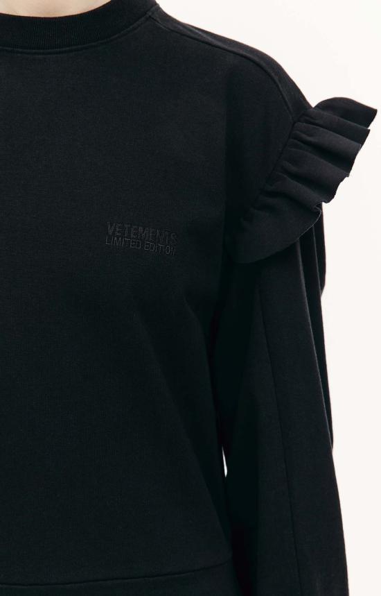  베트멍 미디 원피스 러플 저지 드레스 블랙 - VETEMENTS