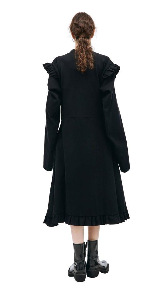 베트멍 미디 원피스 러플 저지 드레스 블랙 - VETEMENTS