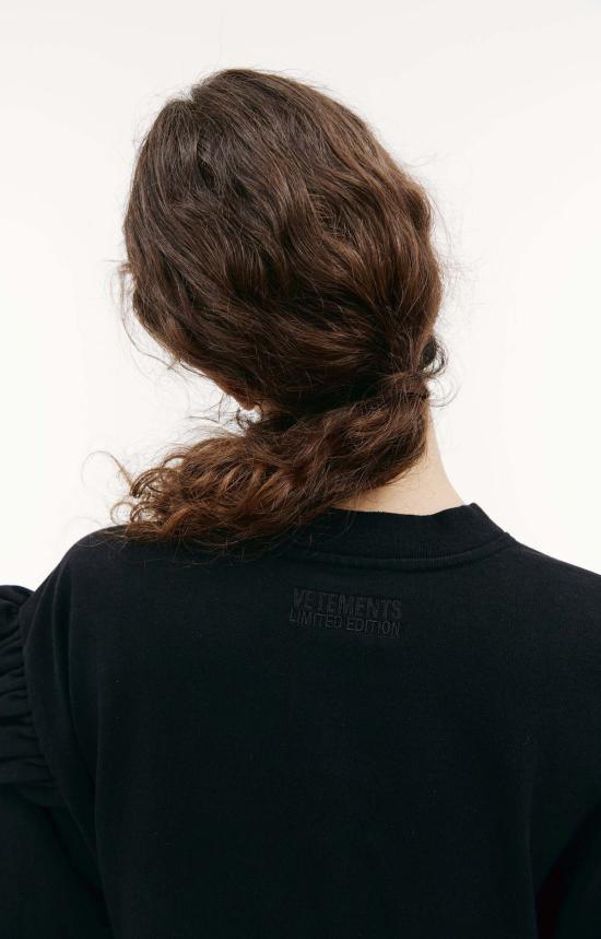  베트멍 미디 원피스 러플 저지 드레스 블랙 - VETEMENTS