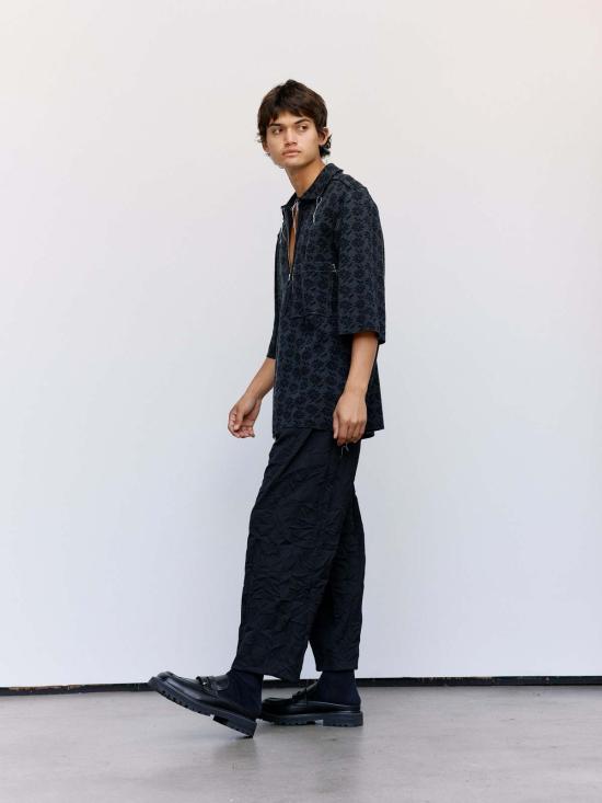  카미엘 포트젠스 폴로 티셔츠 Camiel Fortgens 플로럴 자카드 빅 폴로 블랙 - CAMIEL FORTGENS