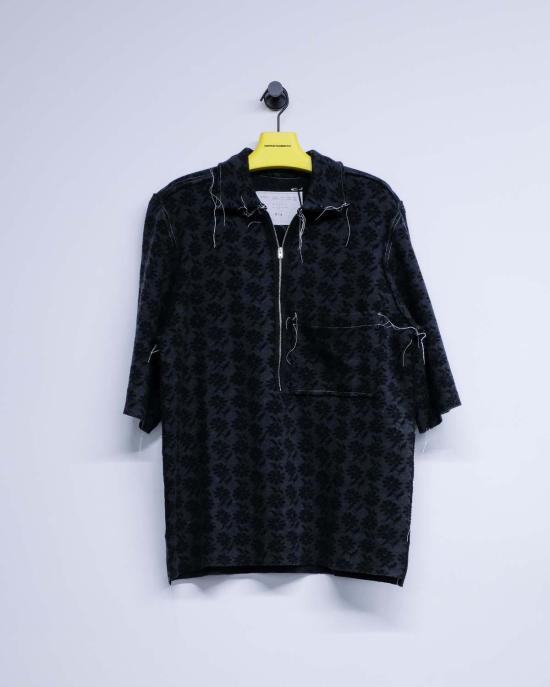  카미엘 포트젠스 폴로 티셔츠 Camiel Fortgens 플로럴 자카드 빅 폴로 블랙 - CAMIEL FORTGENS