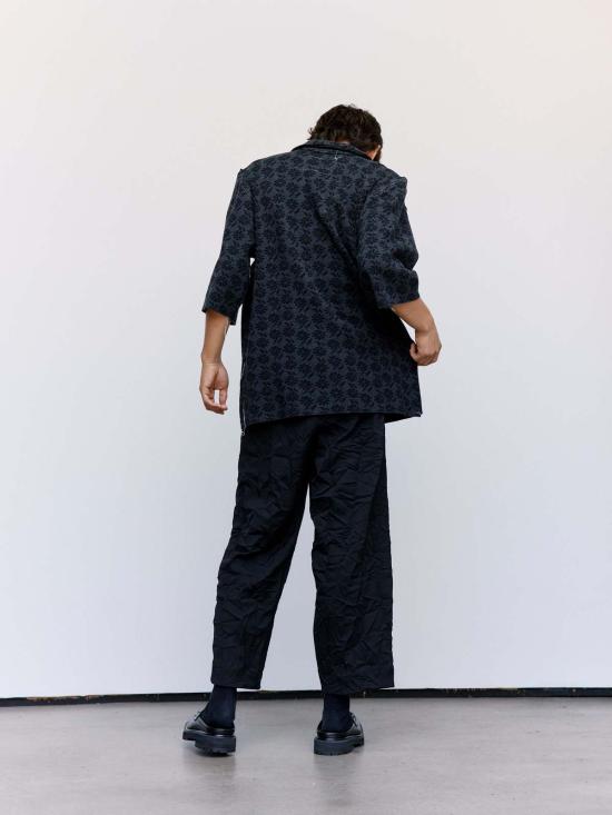  카미엘 포트젠스 폴로 티셔츠 Camiel Fortgens 플로럴 자카드 빅 폴로 블랙 - CAMIEL FORTGENS