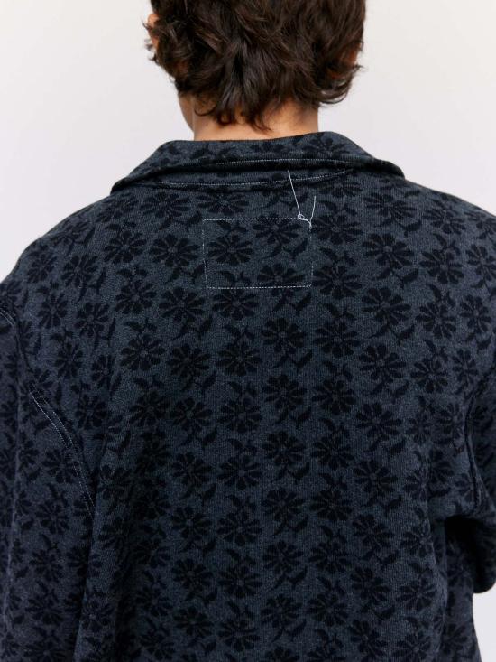  카미엘 포트젠스 폴로 티셔츠 Camiel Fortgens 플로럴 자카드 빅 폴로 블랙 - CAMIEL FORTGENS