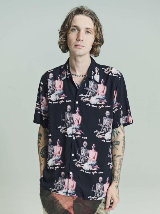  엔드리스 조이 반팔 셔츠 텐셀 웨이브 애프터 웨이브 반팔  블랙