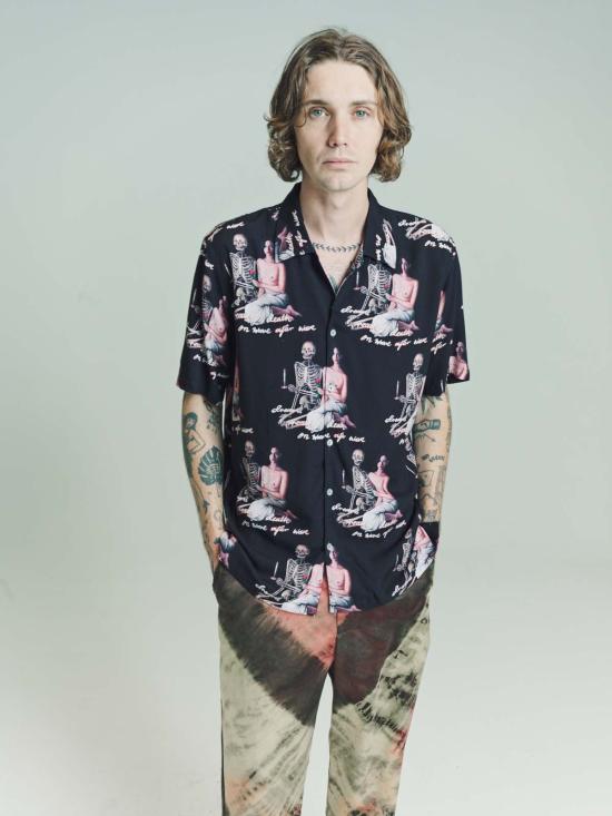  엔드리스 조이 반팔 셔츠 텐셀 웨이브 애프터 웨이브 반팔  블랙 - ENDLESS JOY