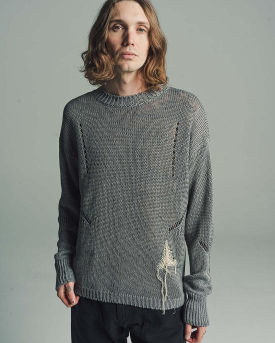  로아 긴팔 티셔츠 그레이 헴프 크루넥 그레이