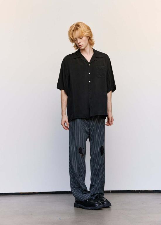  마르니 반팔 셔츠 쿠프로 캠프 칼라  블랙 - MARNI