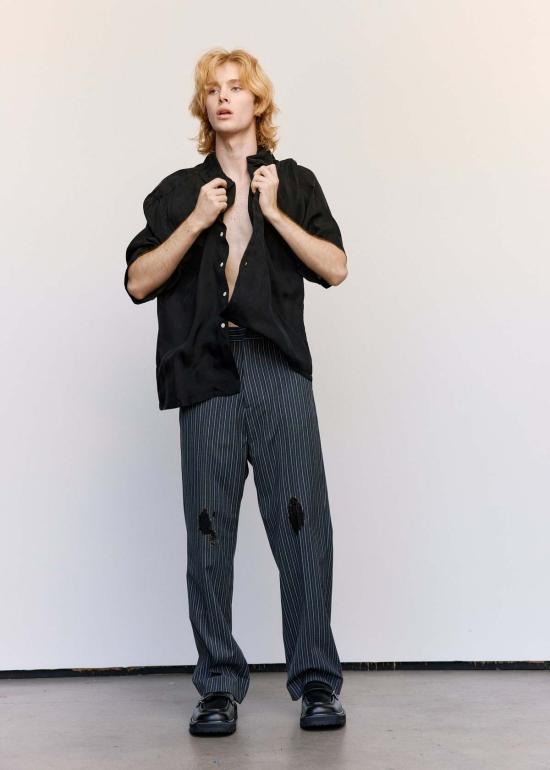  마르니 반팔 셔츠 쿠프로 캠프 칼라  블랙 - MARNI