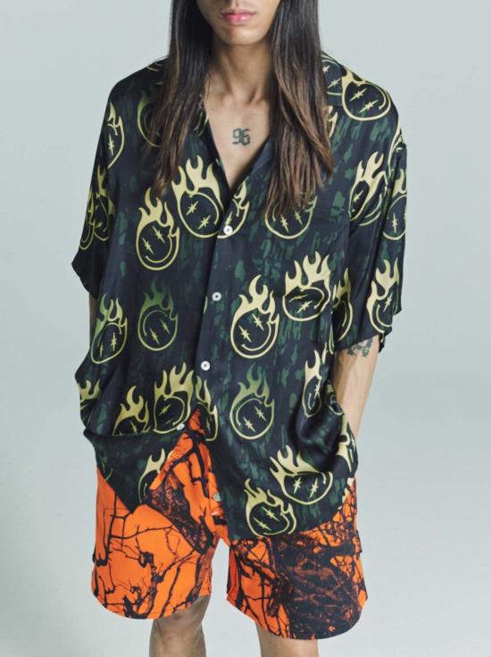  핍스 반팔 셔츠 Phipps Ecovero 오버사이즈 볼링  스마일리 도트 카모