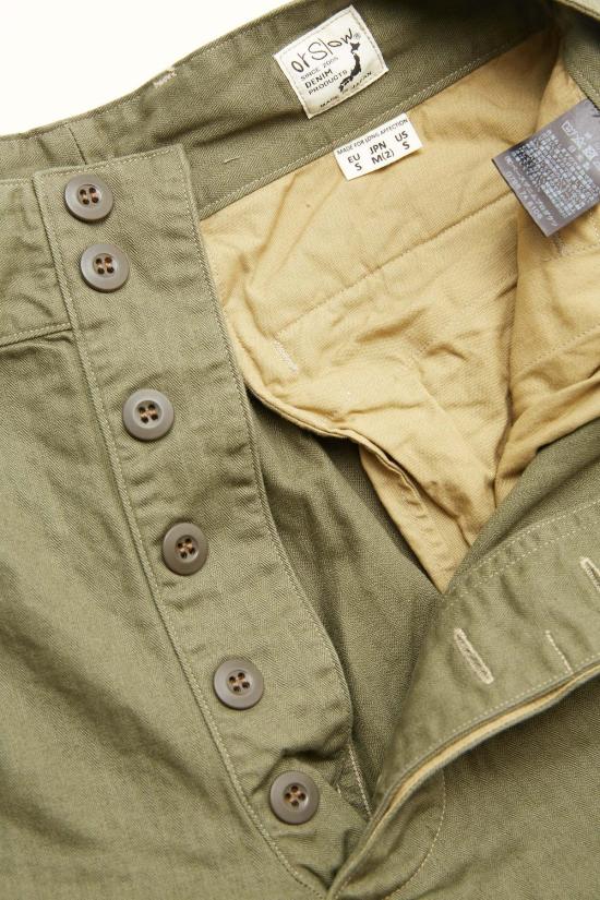  오어슬로우 스트레이트 팬츠 Orslow 유니섹스 M 47 프렌치 아미 카고 팬츠 아미 그린 - ORSLOW